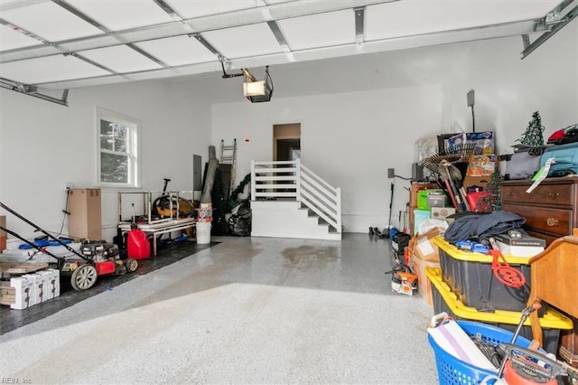 garage with a garage door opener