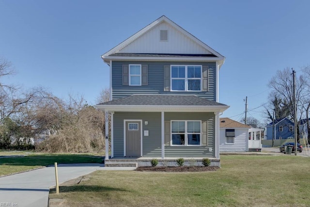 front of property with a porch and a front yard