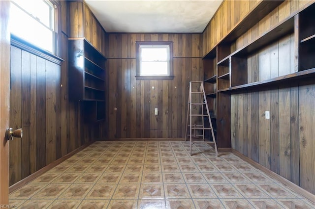 interior space with wooden walls