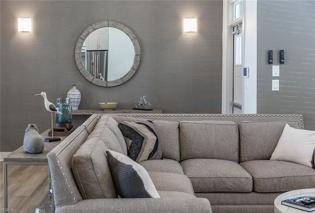 living room with hardwood / wood-style flooring