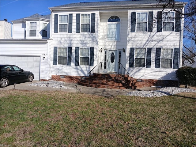 colonial-style house with a front lawn