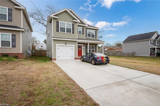 view of front of house featuring a garage and a front yard