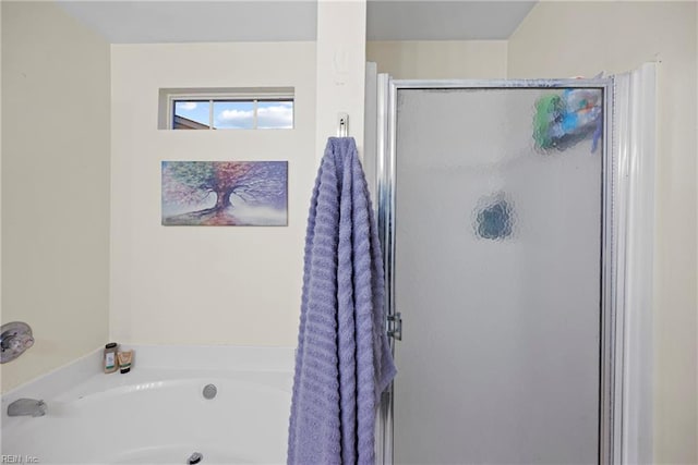 bathroom with plus walk in shower