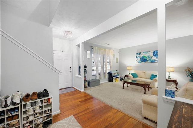 living room with wood-type flooring