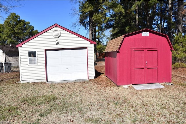 garage featuring a yard