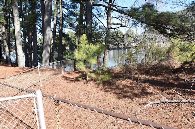 view of yard with a water view