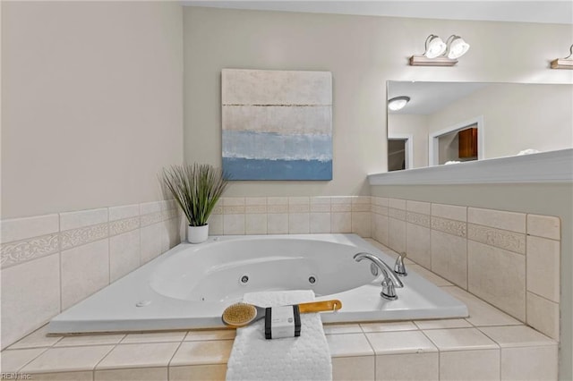 bathroom with tiled tub