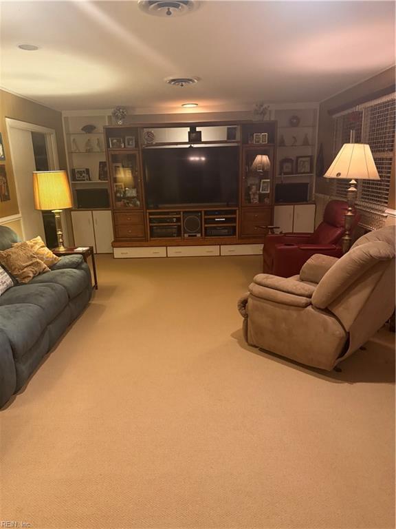 living room with carpet floors