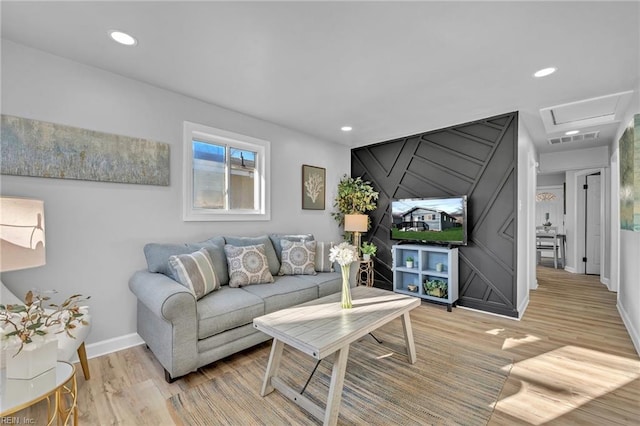 living room featuring light hardwood / wood-style flooring