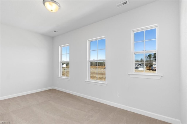 spare room featuring light carpet