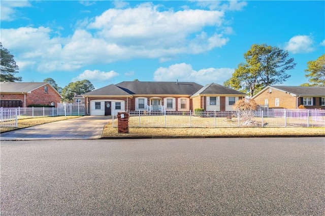 single story home featuring a garage