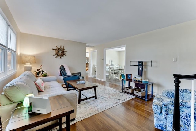 living room with hardwood / wood-style flooring