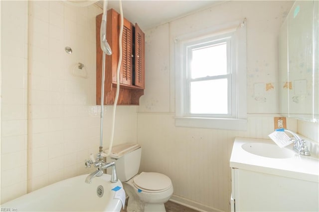 2228 Kings Hwy, Suffolk, VA 23435 - bathroom with wainscoting, vanity, and toilet