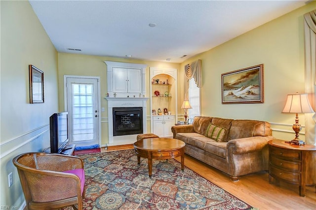 living room featuring light hardwood / wood-style flooring