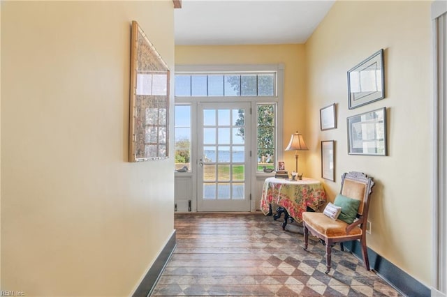 doorway featuring wood-type flooring