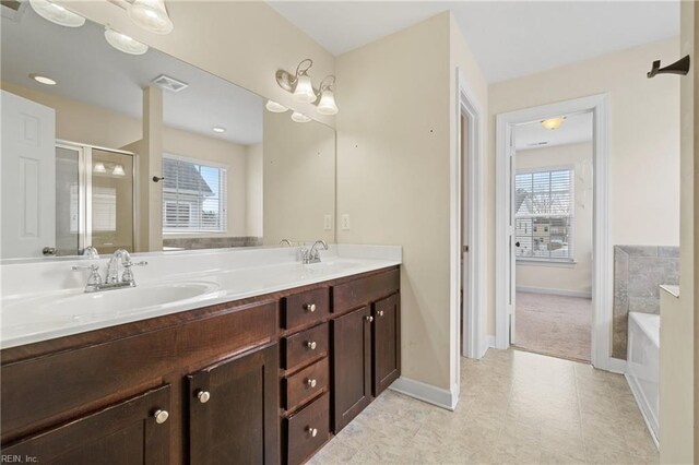 2608 River Watch Dr, Suffolk, VA 23434 - bathroom featuring vanity and plus walk in shower