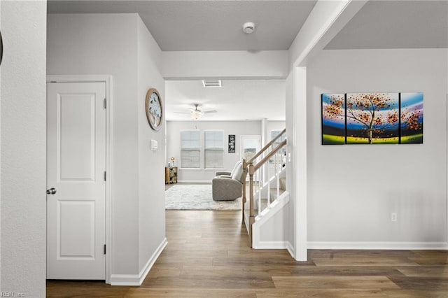 corridor featuring wood-type flooring