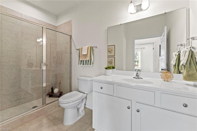 129 Getty Rd, Suffolk, VA 23434 - bathroom with a stall shower, toilet, vanity, and tile patterned floors