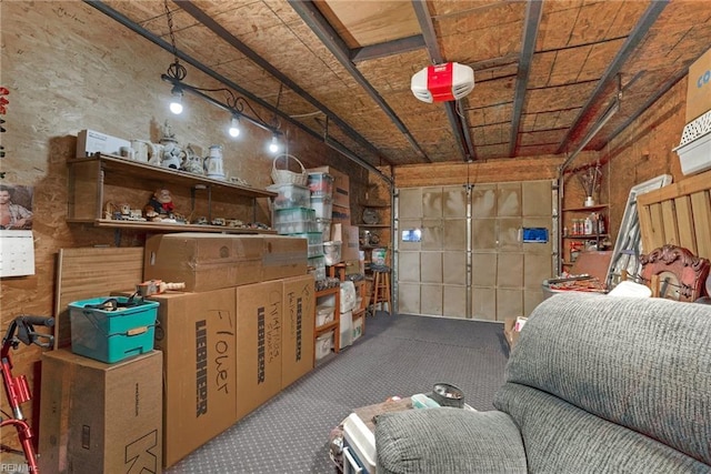 garage with a garage door opener