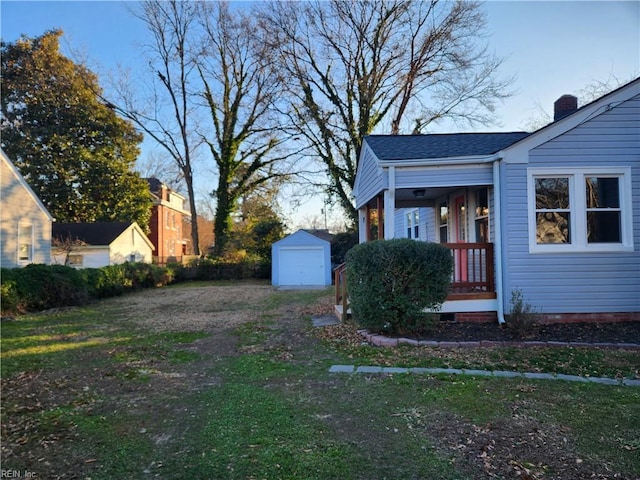 exterior space with a storage unit