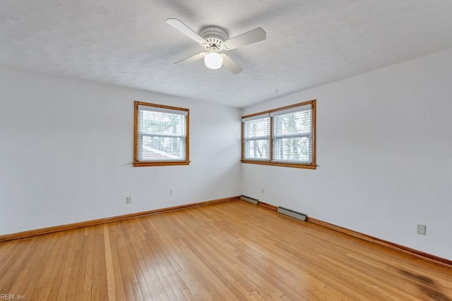 spare room featuring ceiling fan and light hardwood / wood-style floors