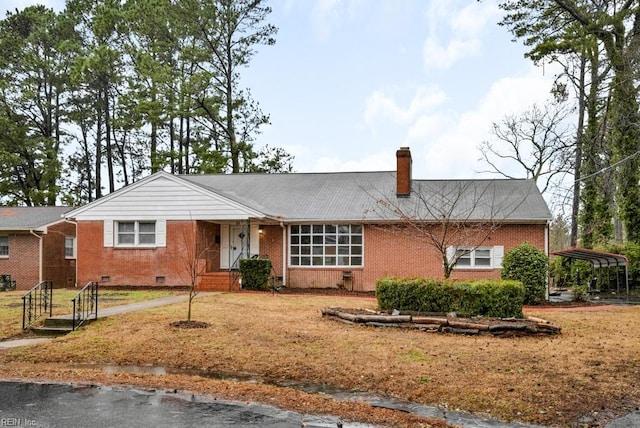 single story home with a carport