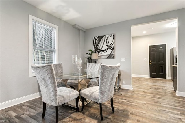 dining area featuring wood-type flooring