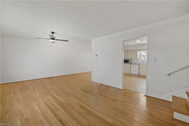 37 Lancaster Ter, Hampton, VA 23666 - unfurnished living room featuring light wood finished floors and a ceiling fan