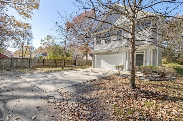 exterior space featuring a garage