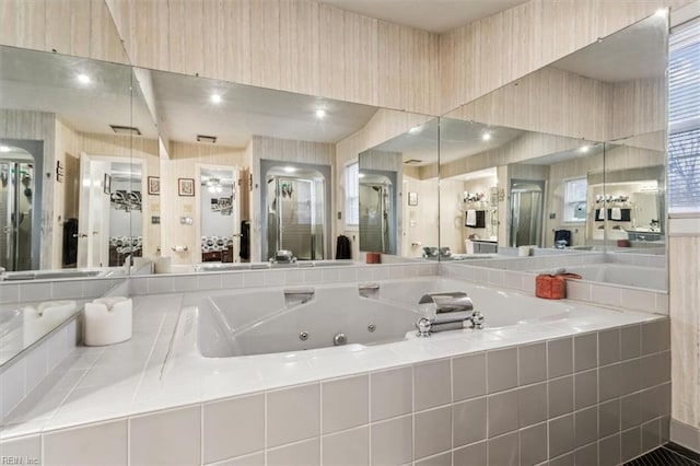 bathroom with plus walk in shower