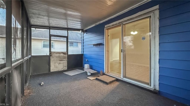 view of unfurnished sunroom