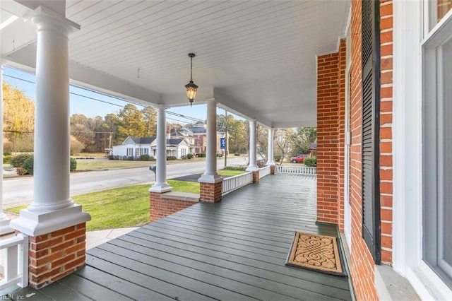 wooden deck with covered porch