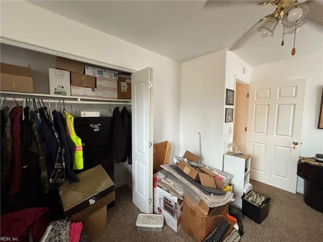 interior space featuring a closet and ceiling fan