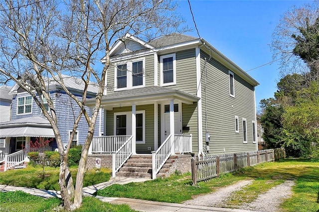 view of front property featuring a porch