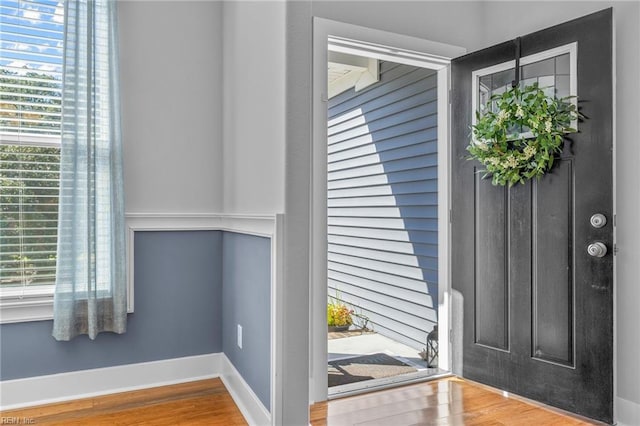 foyer entrance with wood-type flooring