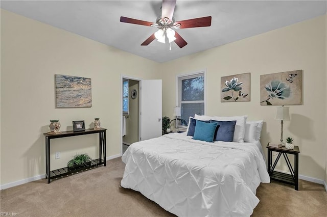 bedroom featuring carpet and ceiling fan