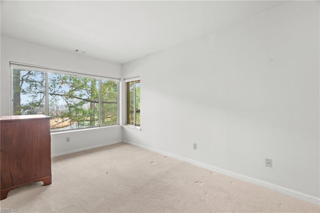 unfurnished room featuring light carpet