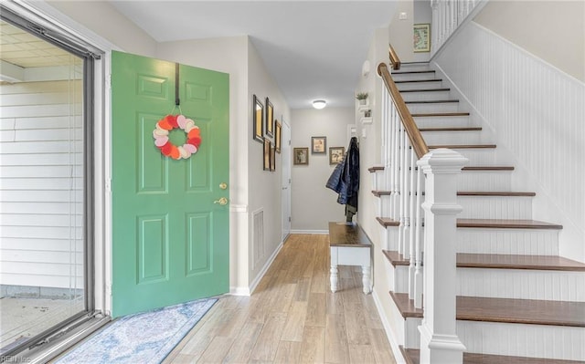 entryway with light wood-type flooring