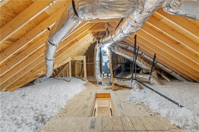 view of unfinished attic