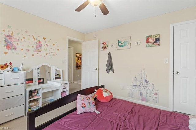 bedroom featuring ceiling fan