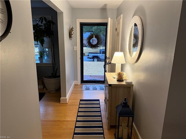 entryway with light wood-type flooring