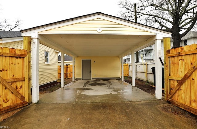 view of parking with a carport