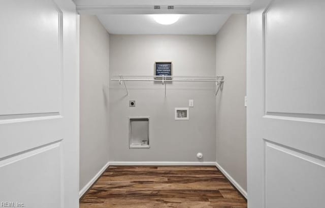 laundry room featuring washer hookup, dark hardwood / wood-style floors, and electric dryer hookup