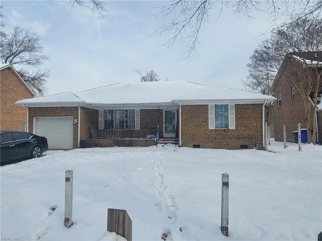 single story home with a garage