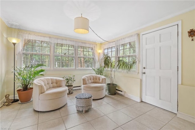 sunroom featuring a baseboard radiator