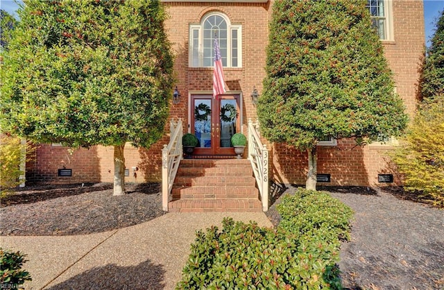 property entrance with french doors