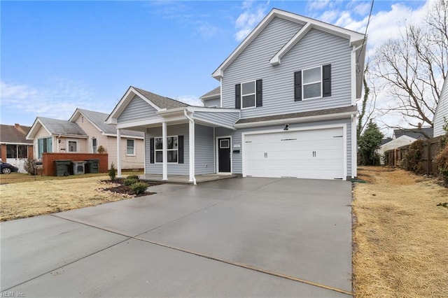 view of property with a garage