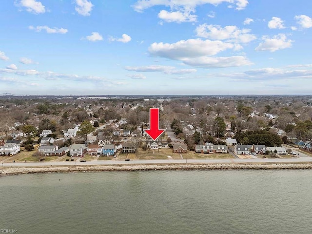 bird's eye view featuring a water view
