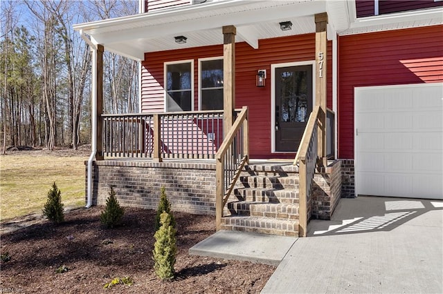 property entrance with a garage