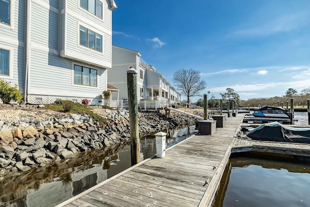 dock area featuring a water view